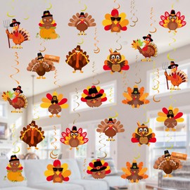 36 PCS Thanksgiving Decorations Hanging Swirls, Thanksgiving Turkey Hanging Decorations Party Decoration Swirls - NO DIY Thanksgiving Classroom Party Supplies Decorations
