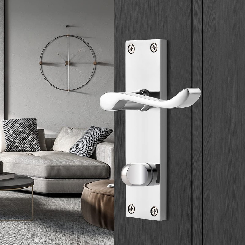 Probrico Victorian Scroll Chrome Door Handle Latch Internal Privacy Door