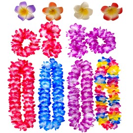 14 PCS Hawaiian leis Tropical Luau Hawaii Flower Lei Theme Party Favors for Adults Kids Holiday Wedding Beach Birthday Decorations Hawaiian Leis Party Supplies