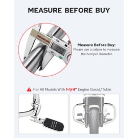 Benlari Highway Pegs Longhorn Offset, 1-1/4" 304 Stainless Steel Clamps Extension Arms Footpegs Fit for Harley Touring Street Glide Softail Dyna Sportster fits 1.25"(32mm) Engine Guard Style1(Chrome)