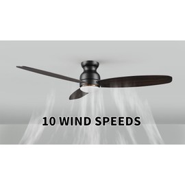Carro 60 Inches Black Ceiling Fan with Light Flush Mount, DC 10 Speeds Silent Ceiling Fan with Remote, 3 Dual Finish Blades, 3 Light Colors Dimmable, for Living Room, Bedroom