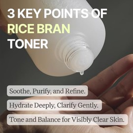 Tónico de salvado de arroz coreano para el rostro (tonifica, rejuvenece e hidrata), hidratante vegano con ácido hialurónico y extracto de salvado de a