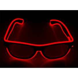 J&L Glasses EL Wire Neon Glasses Tinted Single Lens LED Light Up Shutter Glasses for Party (Red)