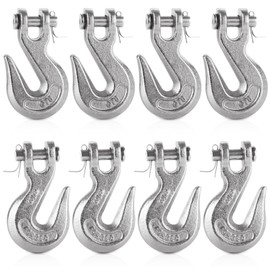 JMIATRY 8 Packs 3/8 Inch Clevis Grab Hook 3/8 Chain Hooks G70 Heavy Duty Forged Steel Safety Chain Hook, 7500 Lbs Capacity, Suitable for 10mm Chain，White Zinc Plating