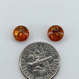 Amber America Natural Cognac Brown BALTIC AMBER Post Earrings 925 STERLING SILVER Poland #4050