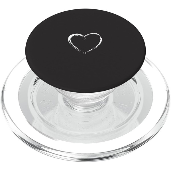 White Heart Black PopSockets PopGrip for MagSafe