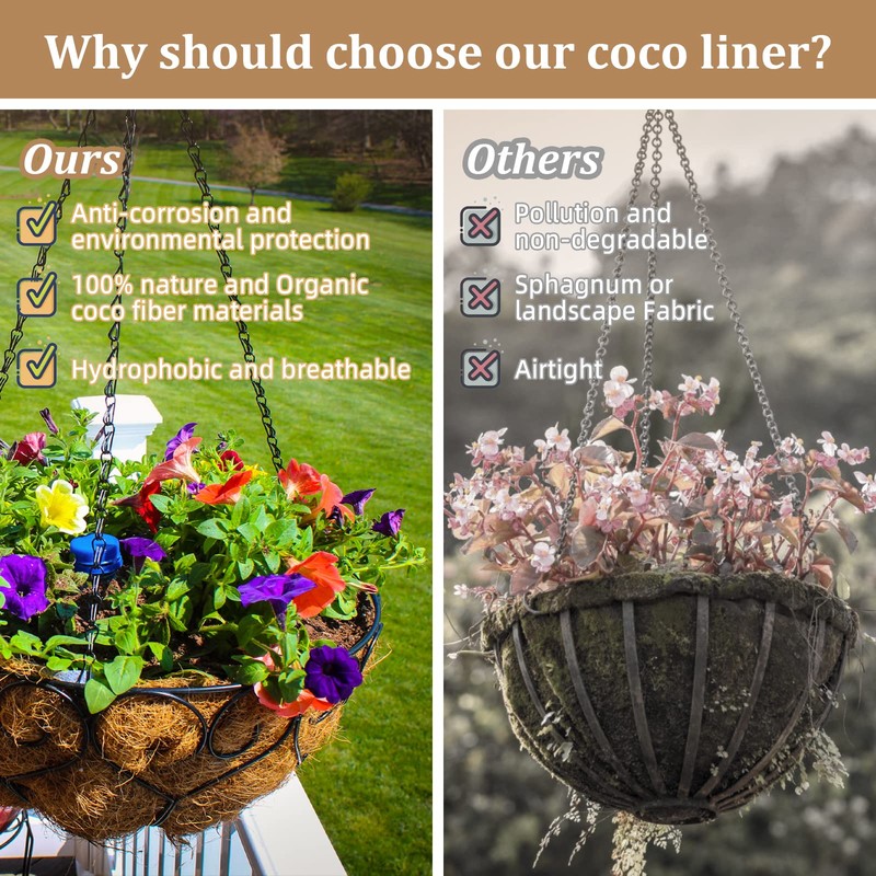 Legigo 4 Pack 20 Inch Hanging Basket Coco Liners Replacement,