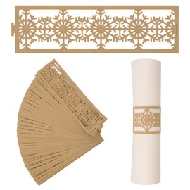 URROMA Napkin Rings,Christmas Kraft Paper Snowflake Napkin Fasteners Hollow Napkin Rings Decorative 50pcs for Valentine's Day Thanksgiving Anniversary Dinner