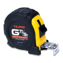 TAJIMA Tape Measure - 25 ft / 7.5 m x 1 inch G-Series Measuring Tape with Dual Metric/Standard Scale & Acrylic Coated Blade - G-25/7.5MBW