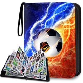LOMONEH Soccer Card Binder 9 Pocket Fits 900 Cards, Trading Card Holder with 50 Removable Sleeves for 2024 Euro Soccer Cards,Hockey, Football, Basketball, Baseball, Sports, MTG, Games Trading Cards