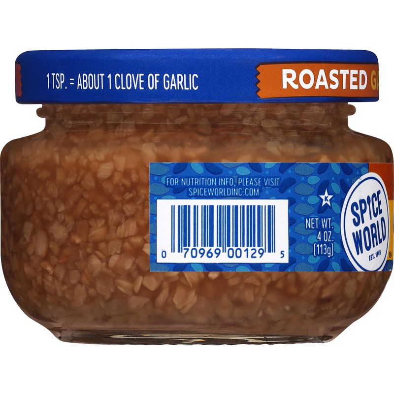 Spice World Roasted Minced Garlic – 4oz Garlic Container –