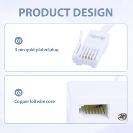 BT Telephone Splitters 2 Way, Phone Double Socket Splitter UK Telephone RJ11 Male Plug to 2 Female Extender for UK Landline Telephone FAX Modem Cable Adapter and Converter