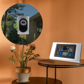 Generic Colorful Weather Station, Wireless Indoor Outdoor Thermometer Hygrometer with Dual Screen Display, LCD Weather Forecast Station, for Baby Room Bedroom Kitchen Living Room