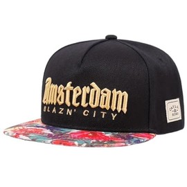 [sproutsy] Amsterdam Brothers City Snapback Cap, Men's Flat Visor Cap, gold