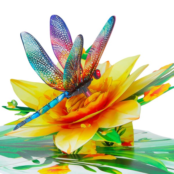 D4DREAM Dragonfly Gifts for Women - Daffodils Flower Dragonfly Pop