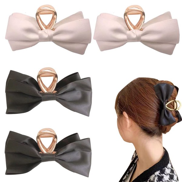 4 PACK Metal Large Bows Hair Clips Clamp Nonslip Bows Hair Claw Hair Accessories for Women Girls for Thinner Thick Hair Styling Fashion Hair Supplies