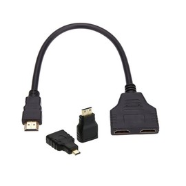 chenyang HDMI 1 a 2 HDMI adaptador de cable de extensión con conector micro y mini HDMI