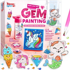 Klever Kits 16 proyectos de pintura con gemas, kit pintura con gemas diamante para niños 5D,manualidades para niñas 6 a 12 años, kits actividades artesanía, ideas regalos artísticos,Juguete de Navidad