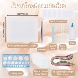 WEBEEDY 20 Sets Paper Quilling Kit for Adults Beginner DIY 5 Styles Flower Greeting Card Making kit with Instruction Flower Quilling Card with Instruction for Birthday,Wedding,Holiday,Mother's Day