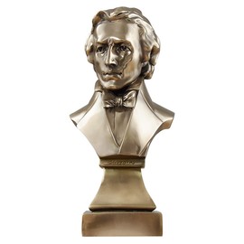 ZKSYLSM Chopin Bronze Resin Bust – Classical Composer Statue for Desk, Piano, Music Room and Classroom Decor