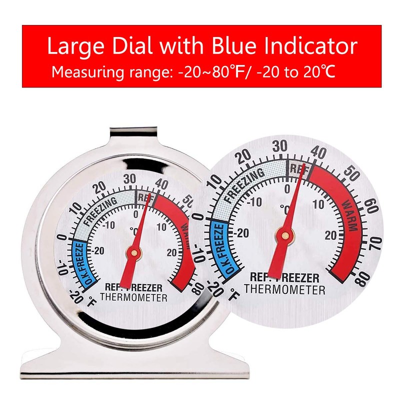 4-Pack Freezer Refrigerator Thermometer, Large Dial Fridge Thermometer Cooler Thermometer