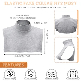 Fake Turtleneck Dickey Detachable Collars Set Half Top Mock Blouse Collar for Women Men,White, Dark Gray, Gray, Red, Black,5 Pieces