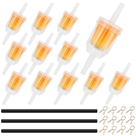 TAIHOBO Kraftstofffilter, 12 Stück Benzinfilter Moped, Universal Dieselfilter, Benzinfilter 6mm/8mm mit 3 Benzinschlauch und 12 Schlauchklammer, für Rasenmäher Motorrad Roller Mofa Diesel Moped