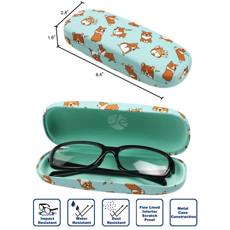 JAVOedge [3 PACK], Dogs Pattern Medium Size Hard Eyeglass Storage