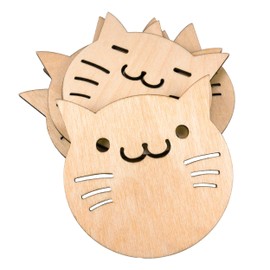 CHIC&CHARM Set of 8 Wooden Cat Coasters - Perfect Decoration for Cat Lovers