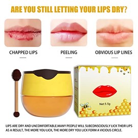 Mascarilla Para Labios, 2 Latas Mascarilla para Dormir de Labios Balsamo Labios Hidratante De Labios Propóleos Tarro de Miel Mascarilla Hidratante... 