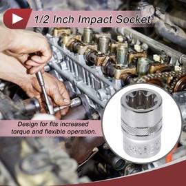 HEROFFIX 1 Pcs Impact Socket Durable Hardware Tool 38mm Silver Tone High Carbon Steel 6 Point 22mm for Car Motorcycle Dirtbike Repair 1/2 Inch Drive