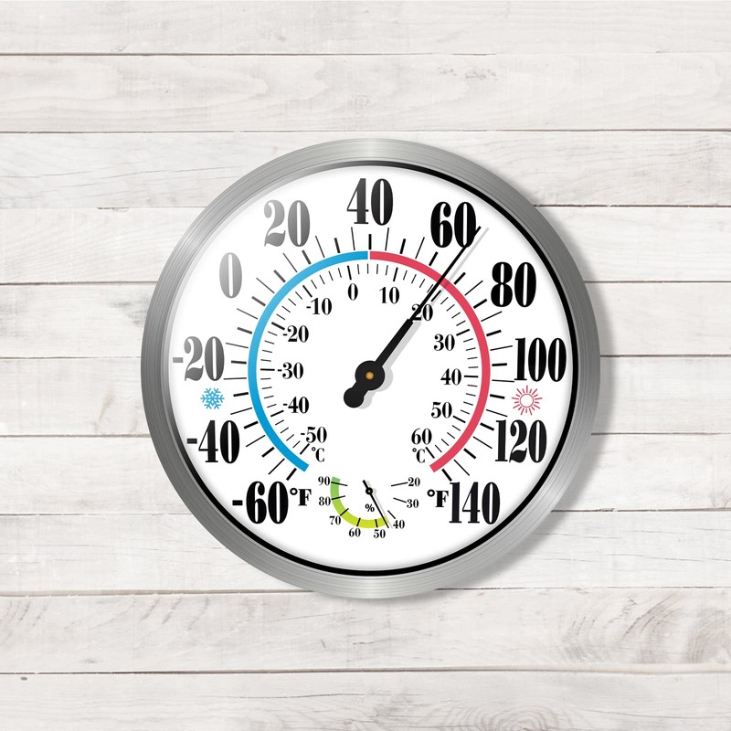 Outdoor Thermometer Hygrometer - 12'' Indoor Outdoor Thermometer Wireless, Indoor