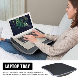 1/2 Laptop Lap Desk - Computer Lap Desk | Lapdesk for Laptop with Soft Pillow Cushion, Comfortable Foam, Device Holder Raised Ledge, Portable Computer Desks, Table Tray for Couch Bed