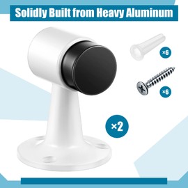 Yaocom 2 Pack Heavy Duty Floor Mounted Door Stop 3 in Aluminum Commercial Grade Door Stopper with Rubber Bumper & Stainless Steel Screws (White)