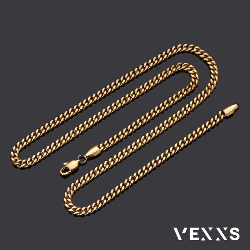 VEXXS Men's Gold Chain Flat Cut003