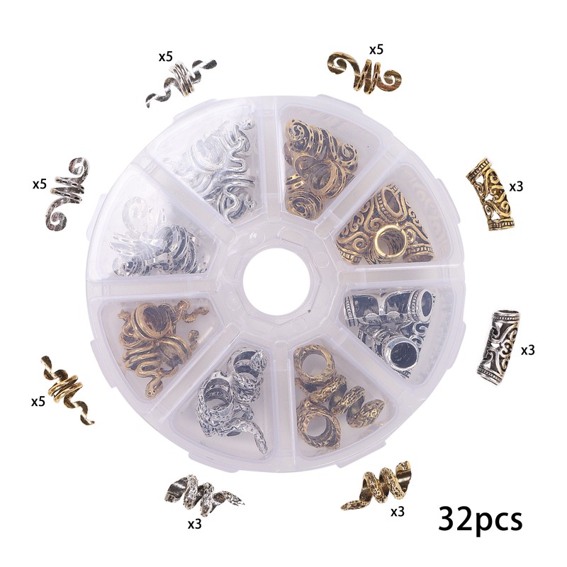 Viking Beard Hair Beads DIY Decorative Hair Braiding Beads for