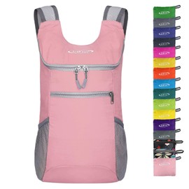 G4Free Lightweight Packable Shoulder Backpack Hiking Daypacks Small Casual Foldable Camping Outdoor Bag 11L(Light Pink)
