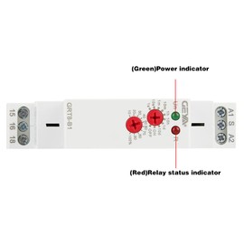 GRT8-B1 AC/DC 12V~240V Delay Time Relay Mini Power Off Delay Time Relay DIN Rail Type with LED Indicators Single Function Power Off Delay Relay