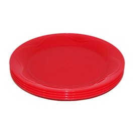 Tupperware Set of 4 Plates 8" Round Open House Floresta Red