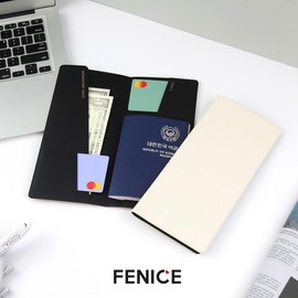 FENICE Long Classic Cover Holder Wallet Case for Travel Essential RFID Blocking Vegan Leather Waterproof (SAND)