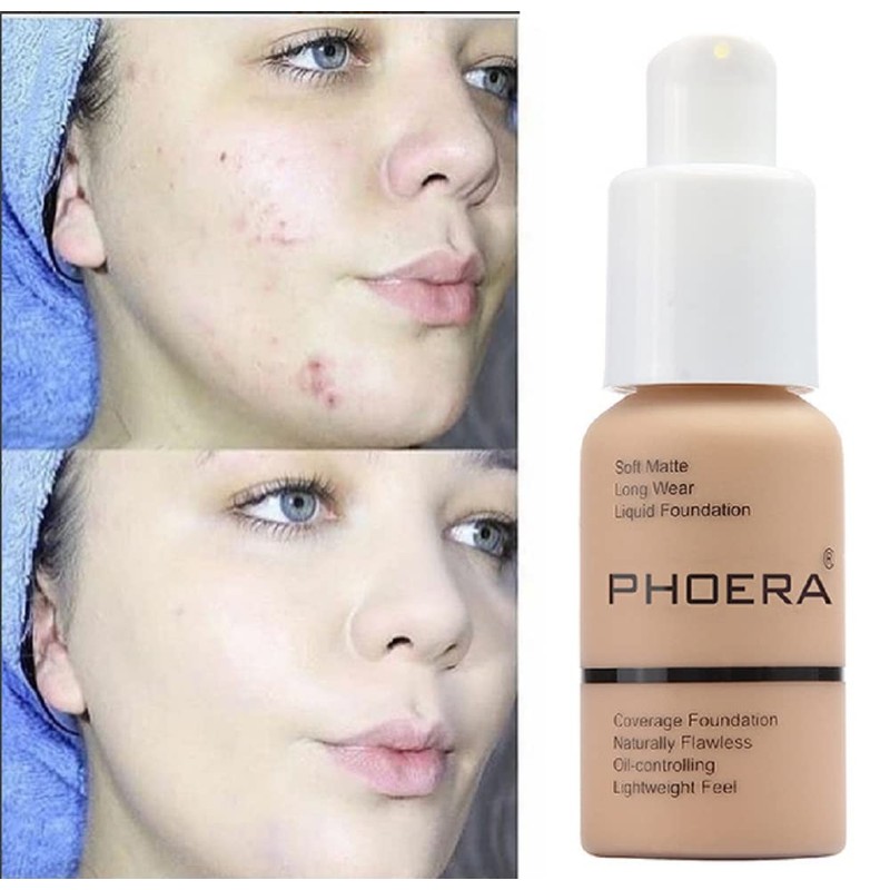 PHOERA Foundation,Flawless Soft Matte Oil Control Liquid Foundation, 24 HR