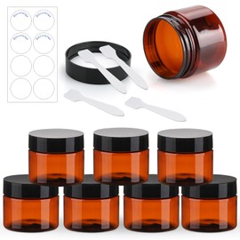 Decorniqu Travel Jars Containers Cream Jars for Toiletries TSA Approved 8 Pack 2oz Plastic Travel Size Containers Leak-proof Refillable Cosmetic Containers with Lid for Makeup Face Body Cream(Brown)