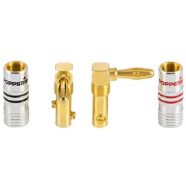 Poppstar Banana plug angled, for cables up to 4 sq mm screwed or 6 sq mm soldered, 24k gold plated contacts, pack of 2