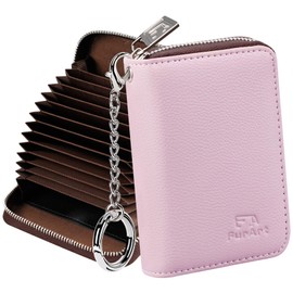 FurArt Credit Card Wallet, Zipper Card Cases Holder for Men Women, RFID Blocking, Key Chain, Compact Size