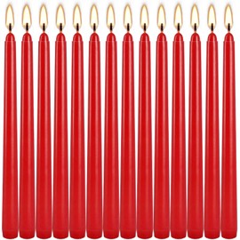 14 Pack Glowing Red Tapers Candles- 10-Inch unscented Candles for 8 Hours of Festive Magic, Perfect for Weddings,Valentine's Day, New Year Celebrations…