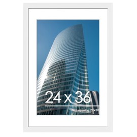 PEALSN 24x36 Poster Frame, Display Pictures 20 x 30 with Mat or 24 x 36 Without Mat, Poster Frames 24 x 36 inches for Wall Mounting Display, White.