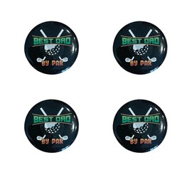 Ashton and Finch Best Dad by Par Golf Ball Markers – Pack of 4 with Metal Backs – Resin Domed, Waterproof, Rustproof – Funny Golf Gifts for Dad from Son or Daughter