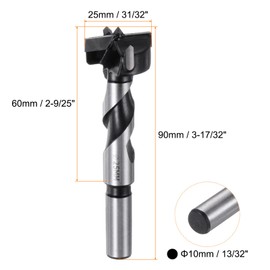 sourcing map 2 PCS Forstner Drill Bit 25mm (31/32") Dia 90mm (3-17/32") Long YG8/C1 Tungsten Carbide Twist Wood Forstner Bits Hole Saw Auger Opener Cutter for Woodworking Drilling