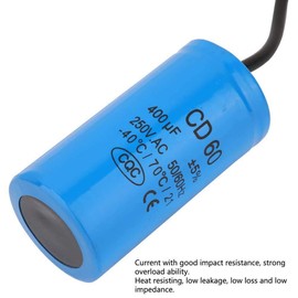 CD60 Capacitor 250VAC 400uf, Metallized Polypropylene Film Engine Start Capacitor, for 50Hz/60Hz Washing Machine, Air Conditioning
