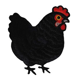 Hen Black Chicken Bird Sew-On Patch Iron On or Sew On Iron-On Patch for Clothes Embroidered Iron-On Patch Applique Patch Size 5.6 x 6.8 cm